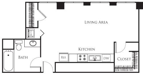 Studio, 1 bath, 512 sqft, $1,790