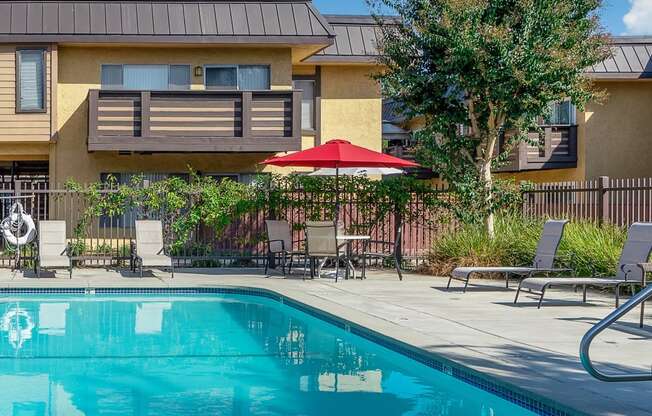 resident pool with lounge seating