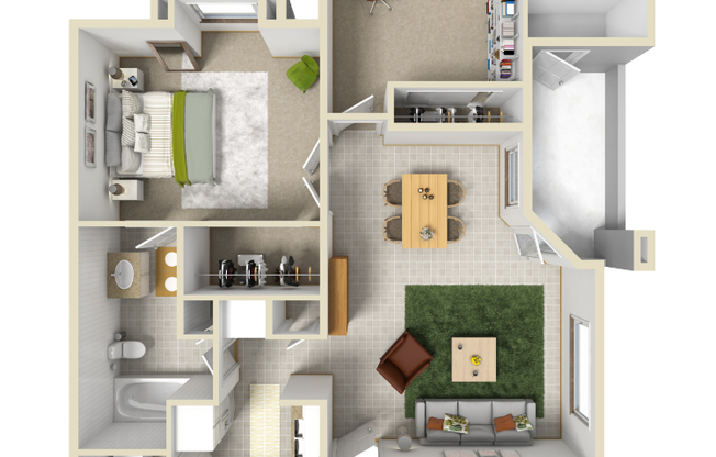 2 beds, 1 bath, 932 sqft, $1,496