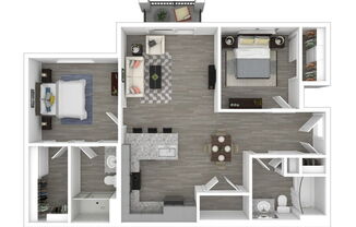 2 beds, 2 baths, 909 sqft, $1,394