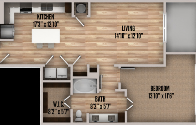 1 bed, 1 bath, 851 sqft, $2,016