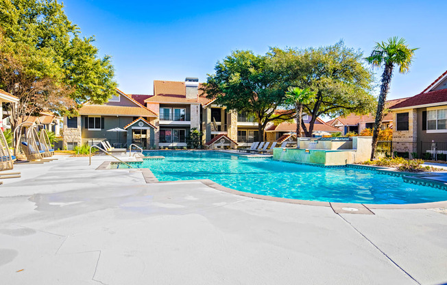 the swimming pool at the preserve at polo apartments