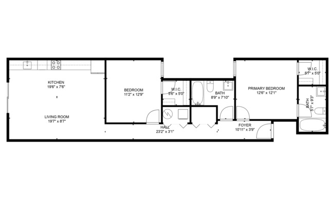 2 beds, 2 baths, 900 sqft, $2,050, Unit 1C