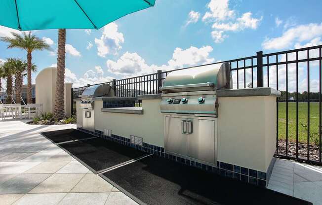 Gas grills available for use