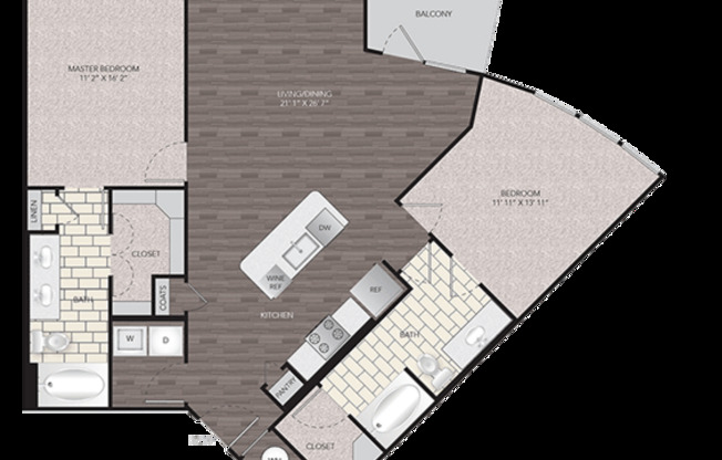 2 beds, 2 baths, 1,256 sqft, $2,236