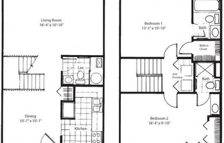 2 beds, 2.5 baths, 1,100 sqft, $2,400, Unit 136