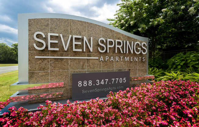 monument entrance sign at Seven Springs Apartments, College Park, Maryland