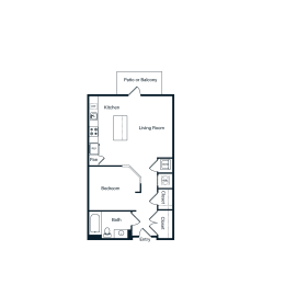 Studio, 1 bath, 596 sqft, $1,204