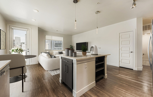 Plan B3: Open concept living, kitchen, dining