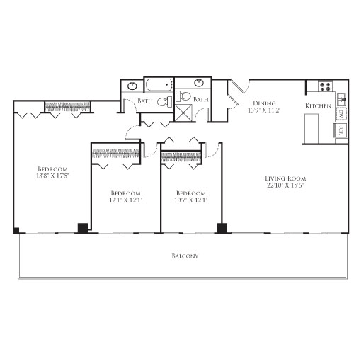 3 beds, 3 baths, 1,590 sqft, $5,880, Unit 08D