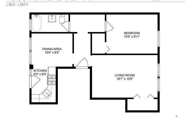 1 bed, 1 bath, 621 sqft, $1,995, Unit 4506-1N