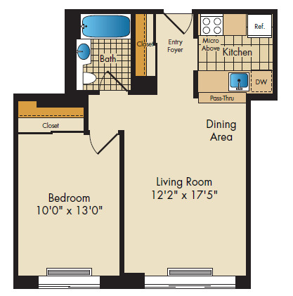 1 bed, 1 bath, 693 sqft, $5,449, Unit 3S