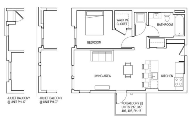 1 bed, 1 bath, 733 sqft, $4,288