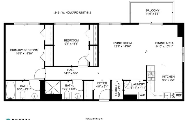 2 beds, 2 baths, 900 sqft, $2,550, Unit 512