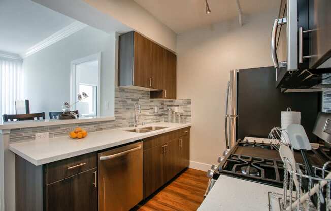 Kitchen area at Midvale Apartments, Los Angeles, CA