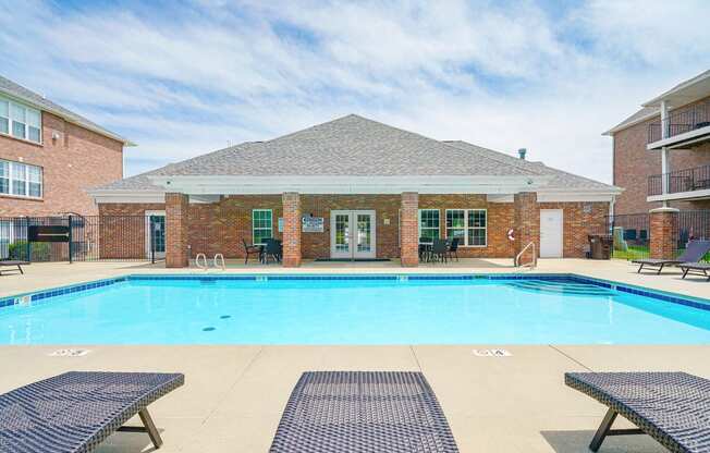 Swimming pool with view of community clubhouse