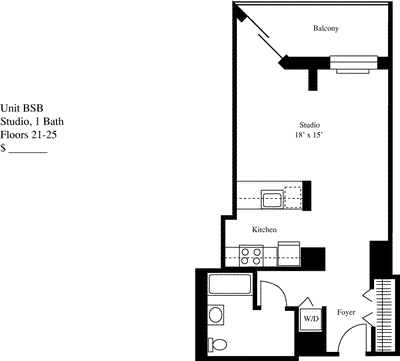 Studio, 1 bath, 539 sqft, $2,892, Unit 2111