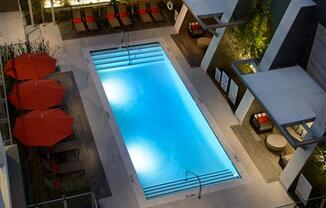 pool view from top at Kinley West LA, Los Angeles, California