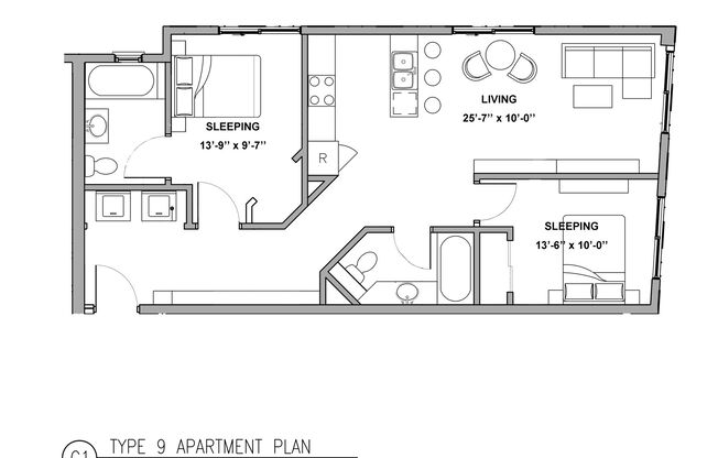 2 beds, 2 baths, 923 sqft, $2,429, Unit 511 S