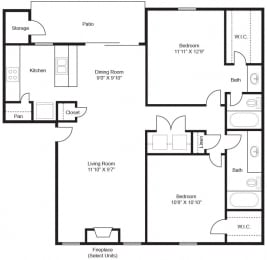 2 beds, 2 baths, 1,020 sqft, $1,470