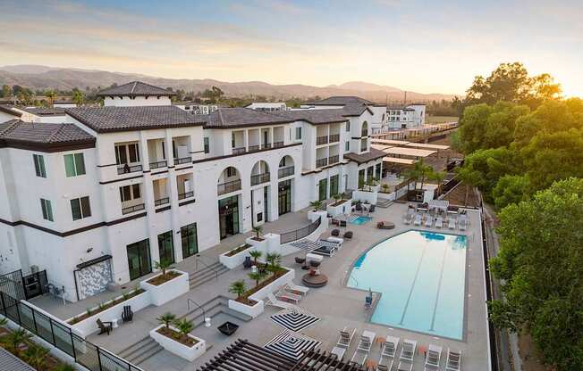 Aerial of the resort-style swimming pool and spa - The Venue at Orange