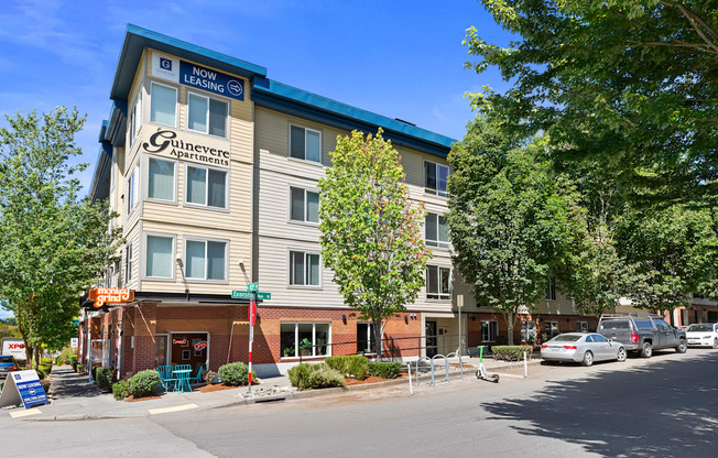 a view of the property from across the street at Guinevere Apartment Homes, Seattle, Washington 98103