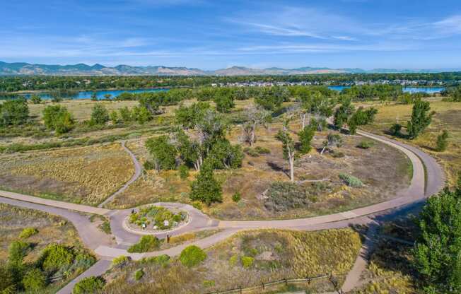 aerial view South Platte Park near Berkshire Aspen Grove Littleton luxury apartments