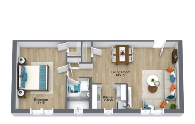 1 bed, 1 bath, 640 sqft, $1,050