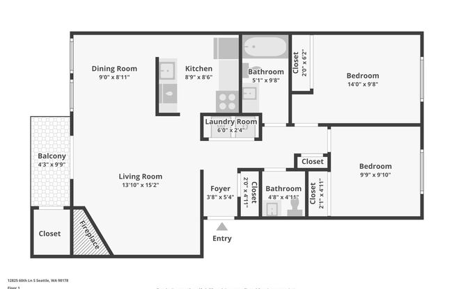 1 bed, 1 bath, 680 sqft, $1,400, Unit E-10