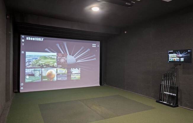 Golf simulator in game room