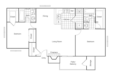2 beds, 2 baths, 900 sqft, $1,390