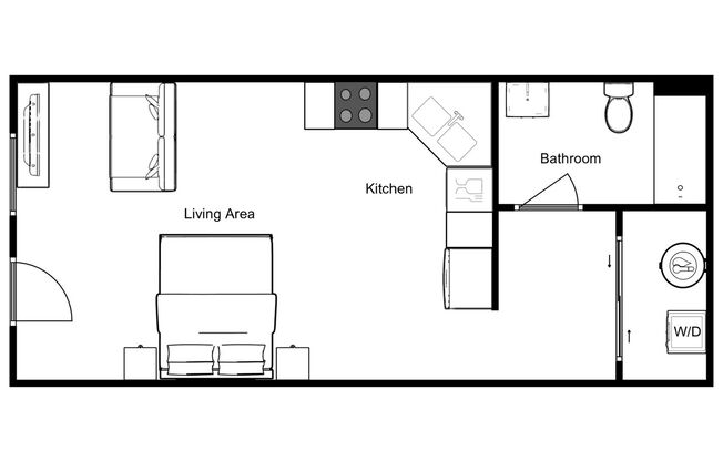 Studio, 1 bath, 431 sqft, $1,350, Unit 7