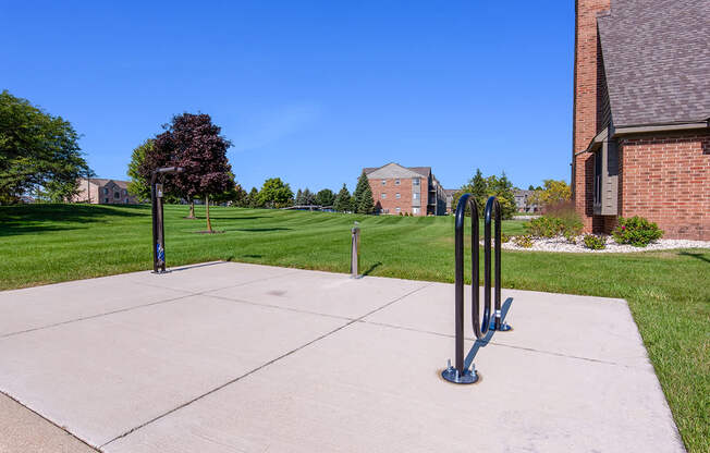 A bike maintenance station at Oak Shores Apartments in Oak Creek, WI