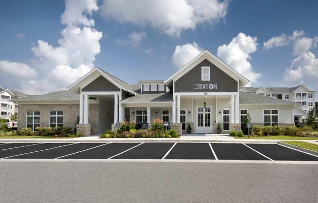 Entrance to the leasing office and resident clubhouse at at the Station at Savannah Quarters in Pooler, GA