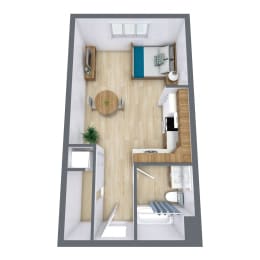 Studio, 1 bath, 391 sqft, $1,330
