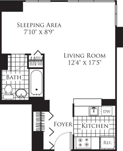Studio, 1 bath, 525 sqft, $4,863, Unit 20B