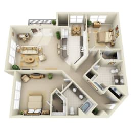 2 beds, 2 baths, 1,255 sqft, $3,307