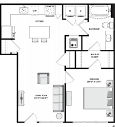 1 bed, 1 bath, 791 sqft, $1,436
