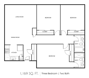 3 beds, 2 baths, 1,169 sqft, $1,272