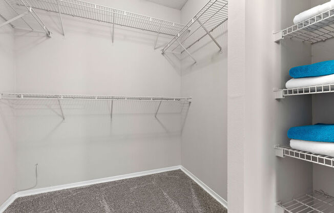 our apartments have a spacious walk in closet with plenty of room to move around