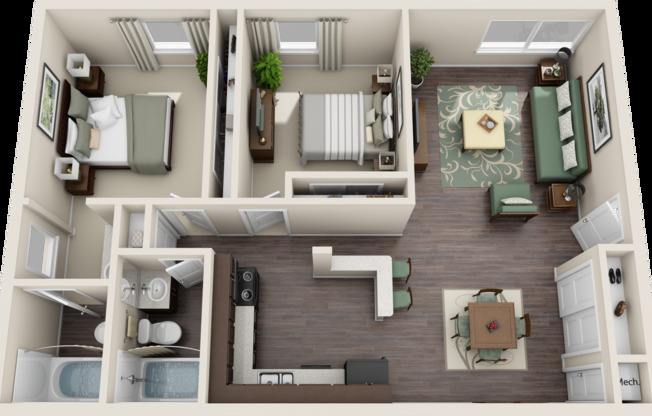2 beds, 2 baths, 1,200 sqft, $1,275, Unit 8-208