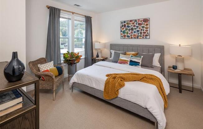 Bedroom With Expansive Windows at Riverwalk, Conshohocken, PA