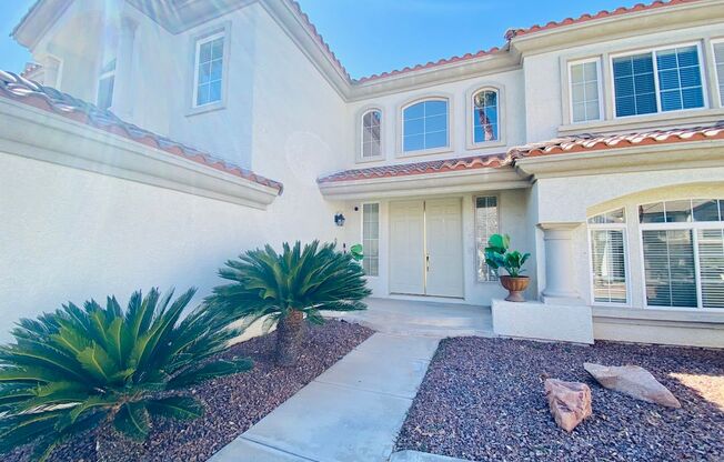 Stunning home in a guard gated community inside Rhodes Ranch with tons of community amenities. Almost 5,000 sq ft home with 3-car garage, 4 bedrooms with 4.5 bathrooms. Huge loft upstairs.