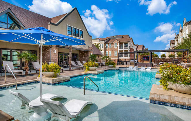 Resort style pool with lounge seating