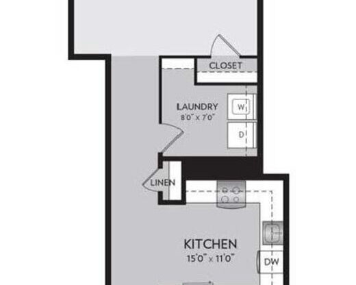 Studio, 1 bath, 654 sqft, $2,000