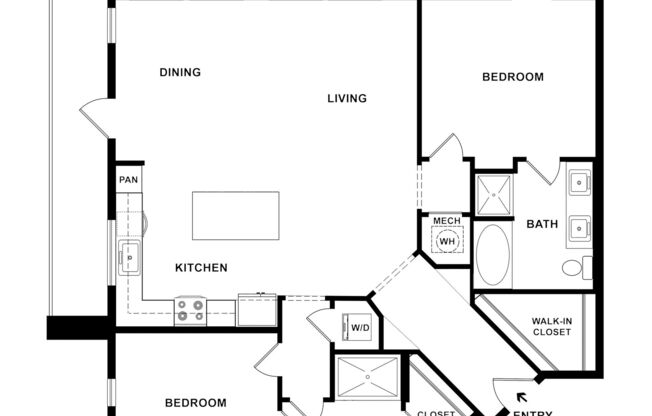 2 beds, 2 baths, 1,240 sqft, $2,540