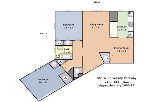 2 beds, 1 bath, 800 sqft, $1,695, Unit E11