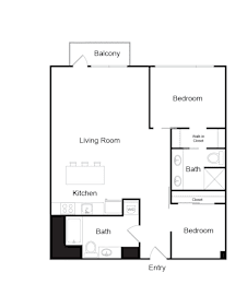 2 beds, 2 baths, 1,021 sqft, $2,504