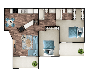 2 beds, 2 baths, 822 sqft, $1,341