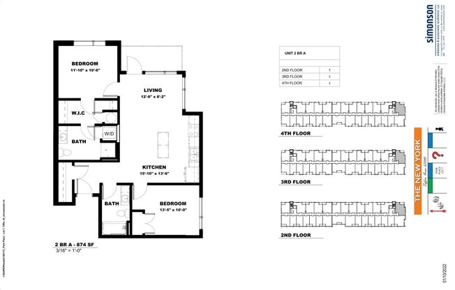 2 beds, 2 baths, 874 sqft, $1,525, Unit 302